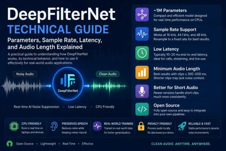 DeepFilterNet AI neural network processing audio for real-time noise suppression